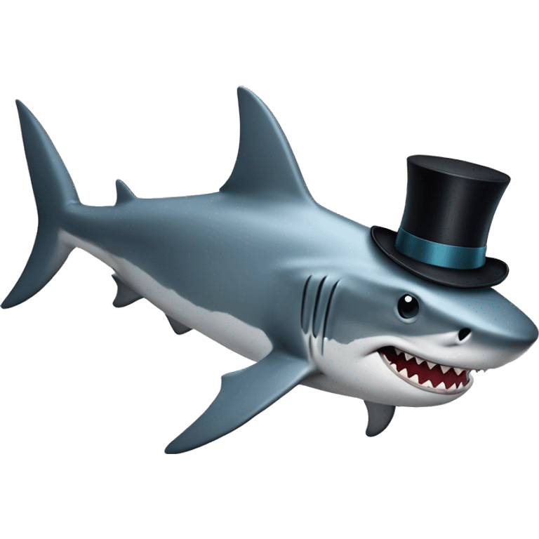 Shark with a top hat emoji