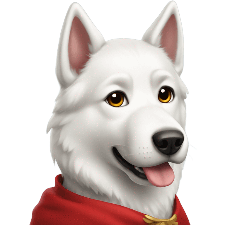 White husky with a red cape emoji