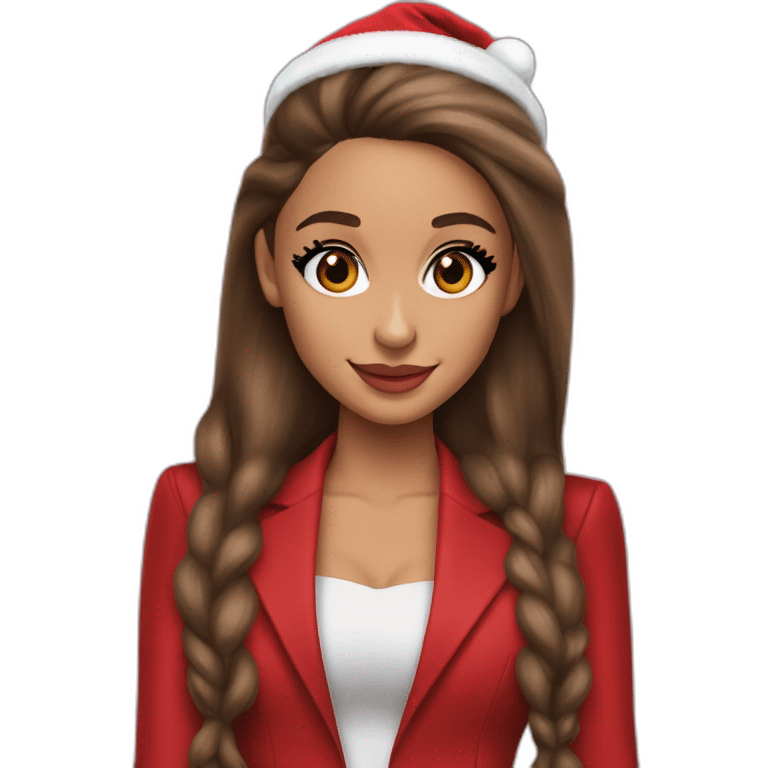 realistic ariana grande wearing a skinny christmas red suit emoji