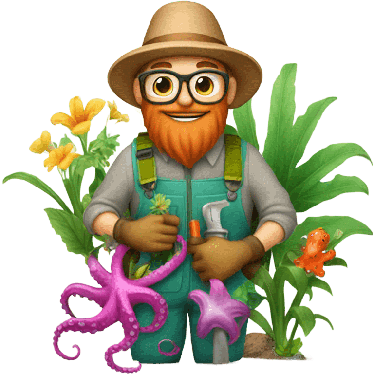 Gardener with an octopus  emoji