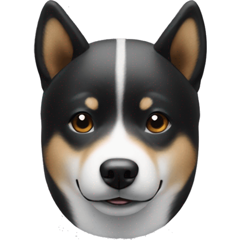 black shiba inu with silver airpods max on head emoji