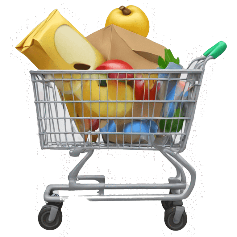 Generate a three-dimensional and realistic shopping cart emoji