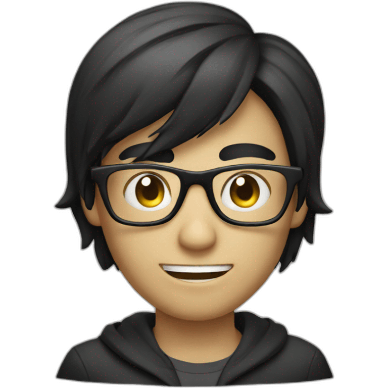 Doxxer hacker with glasses and black hair emoji