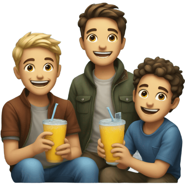 smiling boys sharing drinks emoji