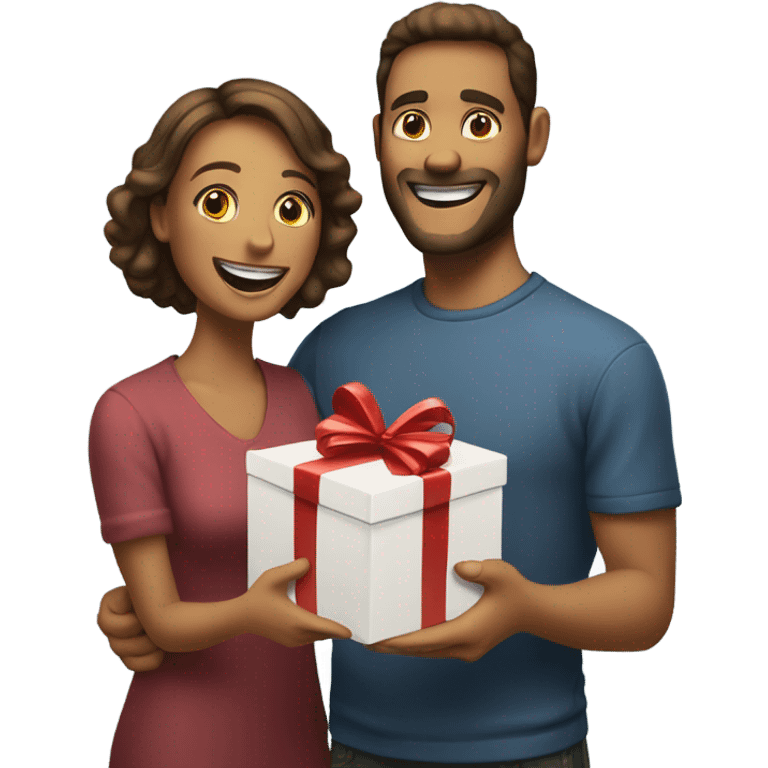 apple style emoji: Man giving woman a gift emoji