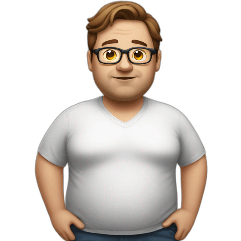 Very fat man with brown hair and glasses without beard  emoji