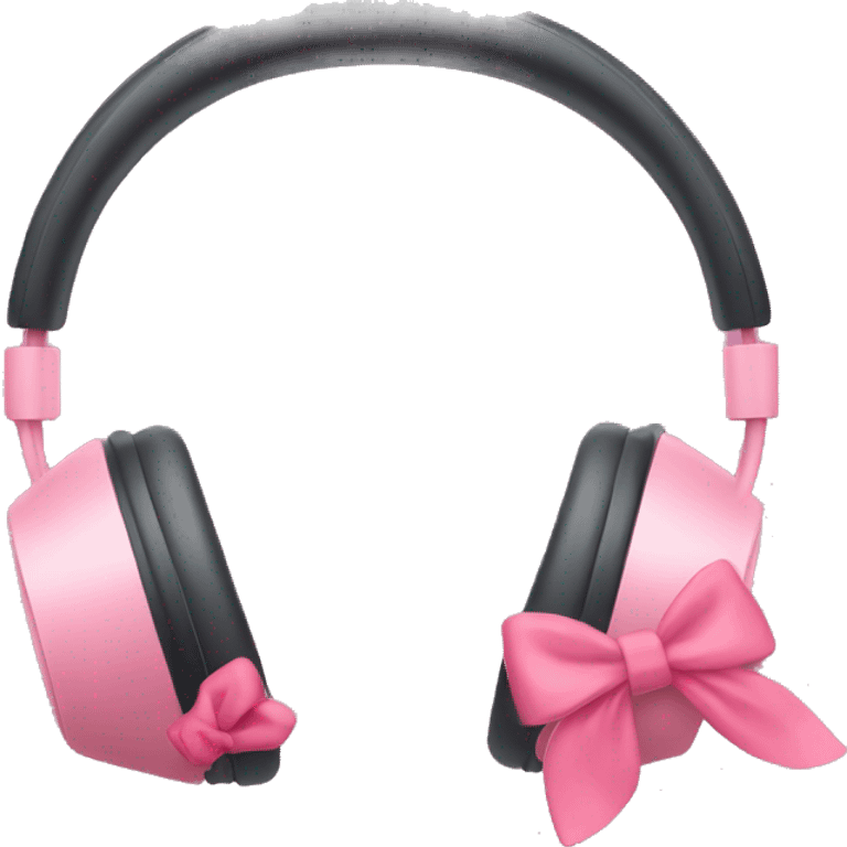 apple headphones with pink bows around it emoji