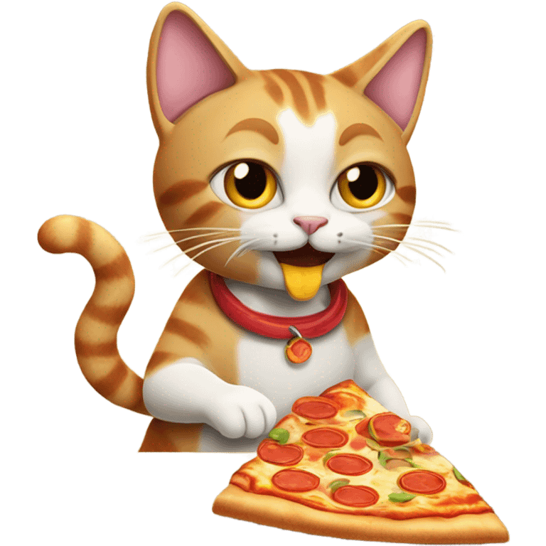 Cat eating pizza emoji