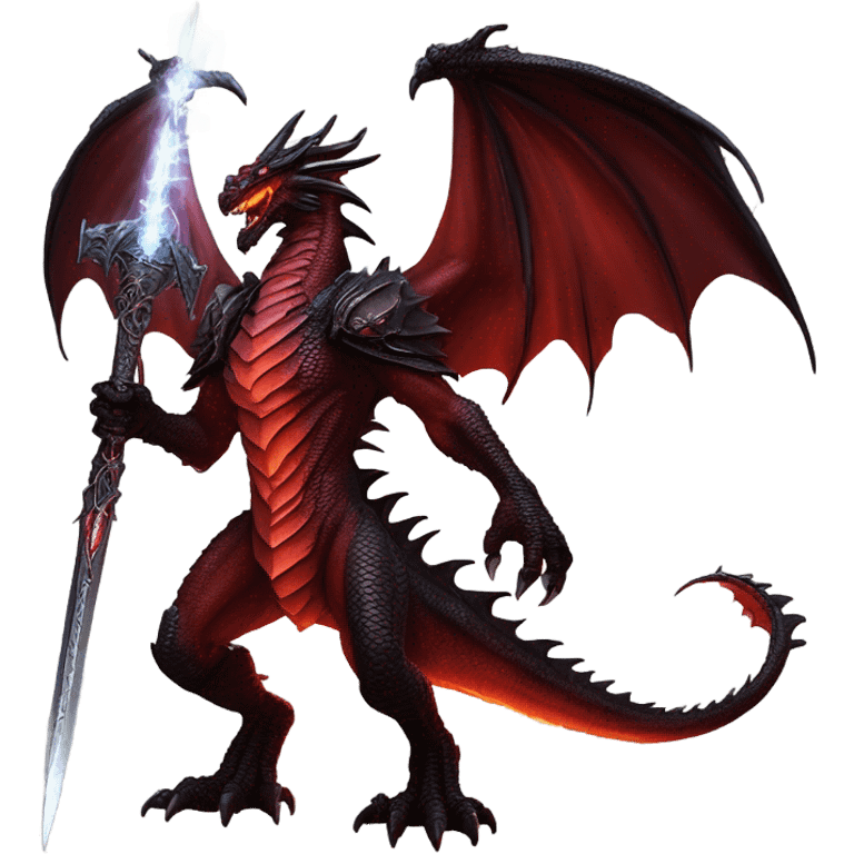 A dungeons and dragons giant red dragon fighting lord Soth the death knight emoji