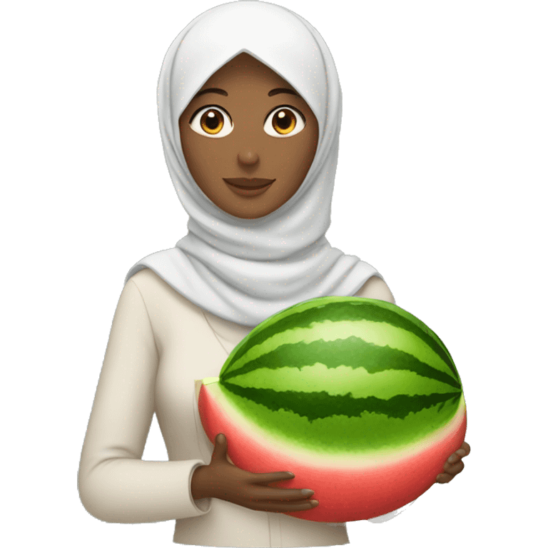 Woman with hijab holding watermelon  emoji