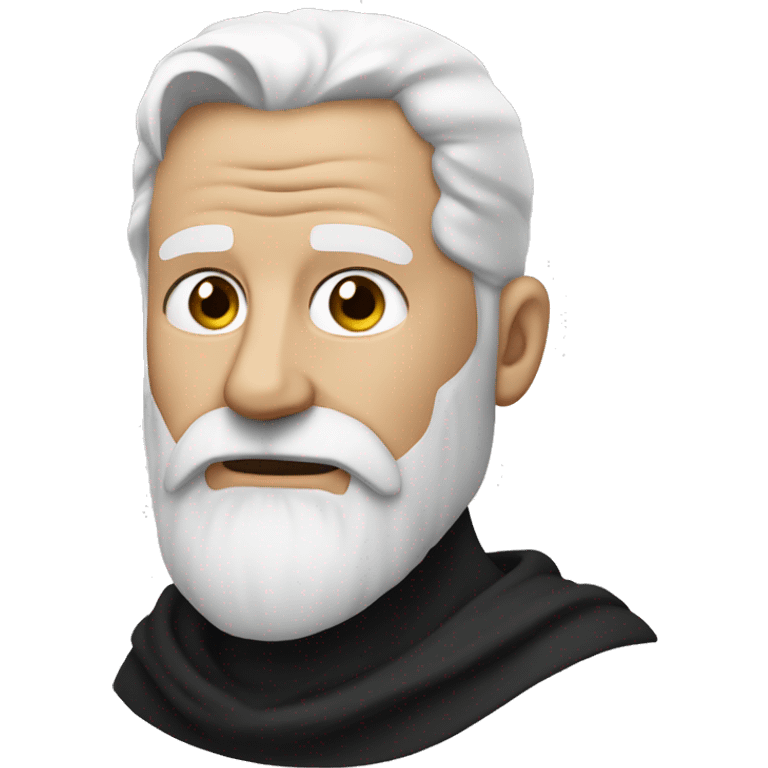 white beard, black cowl, old man, scar on cheep emoji