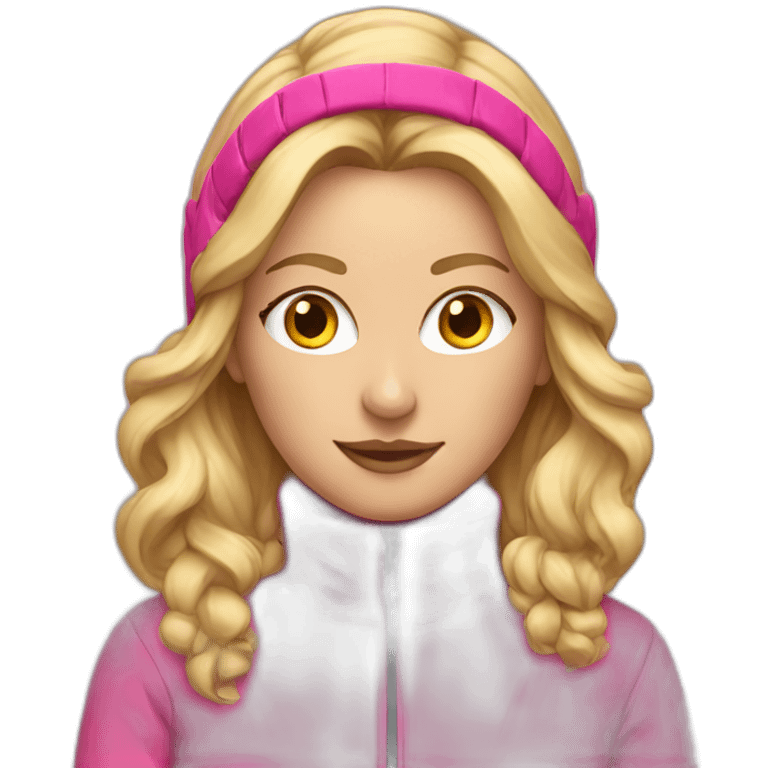 Blonde woman wearing pink ski suit emoji