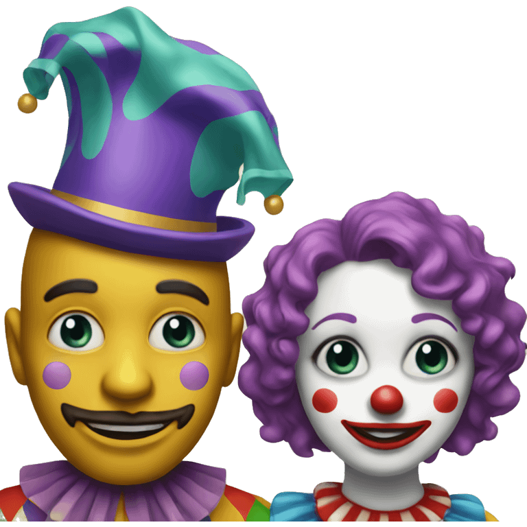 Man and woman clowns emoji