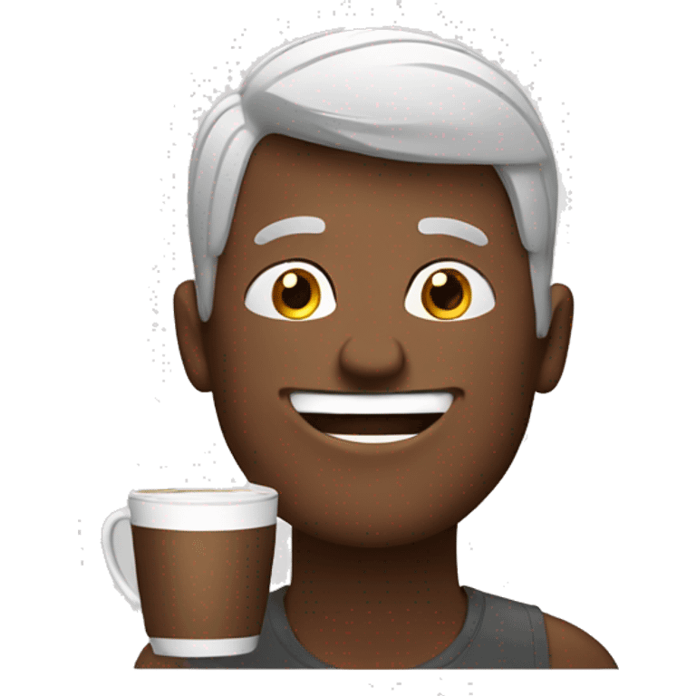 happy guy drinking coffe emoji