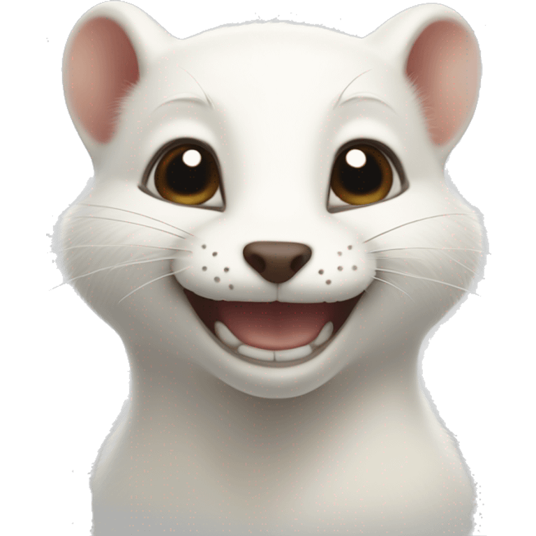 white stoat grinning eyes closed ears back emoji