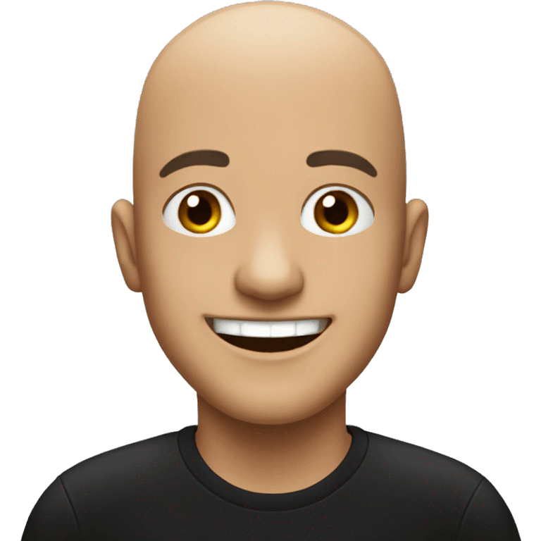 bald man in black shirt smiling  emoji