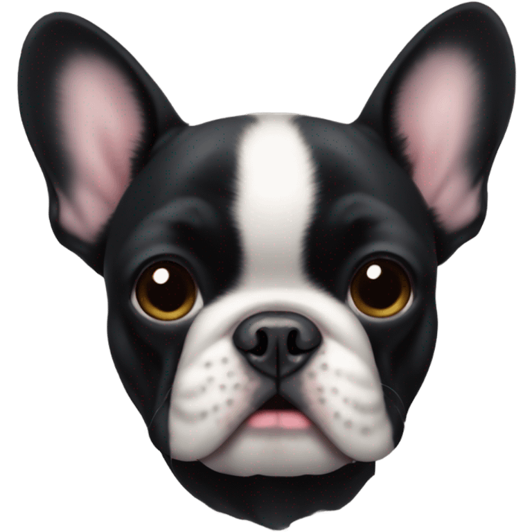 A black French bulldog with fluffy face fur  emoji