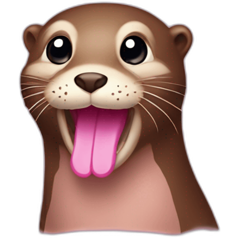 pink otter with stuck-out tongue and squinting eyes emoji