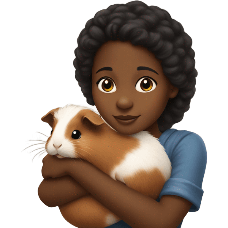 Little black girl holding a Guinea pig emoji