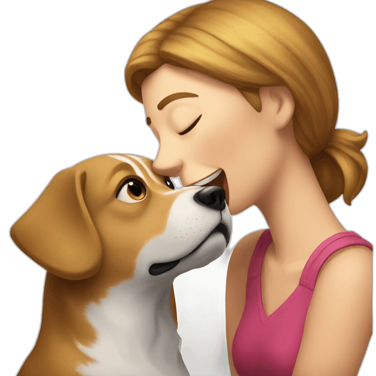 dog licking woman's face emoji