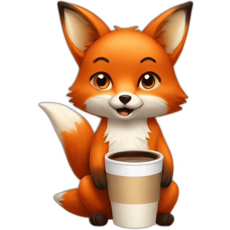 Fox with coffee emoji