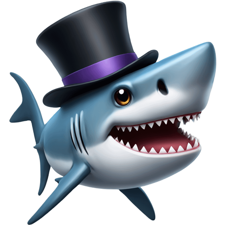 Shark with a top hat emoji