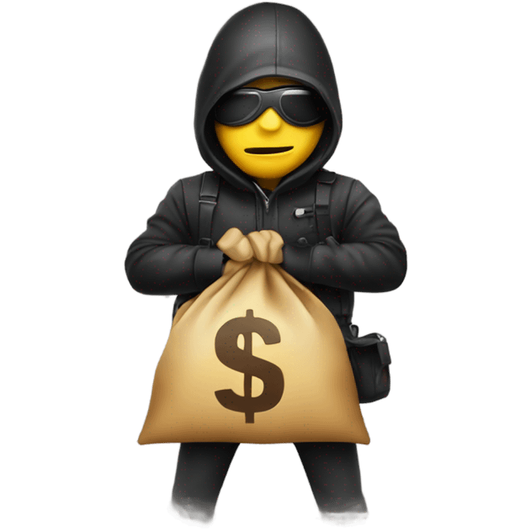 Robber emoji holding a bag with $ emoji