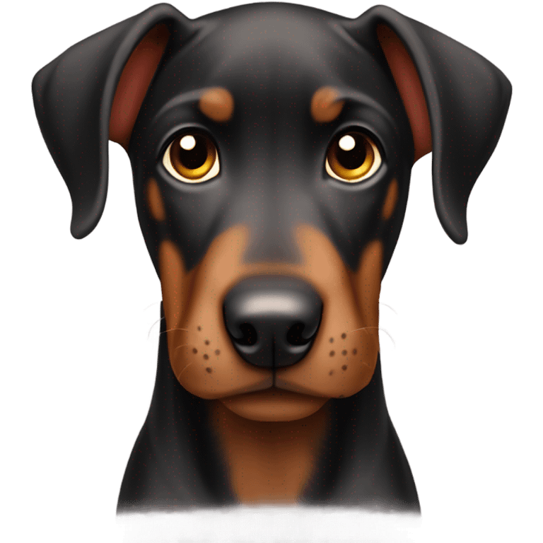 Doberman puppy with short ears and big sad eyes emoji