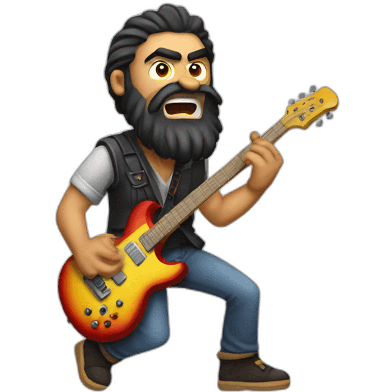 angry Gipsy guy with beard playing electric guitar emoji