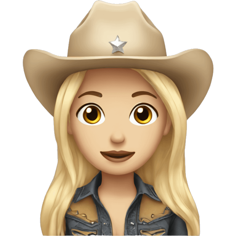 blonde emo cowgirl with sparkly cowboy hat emoji