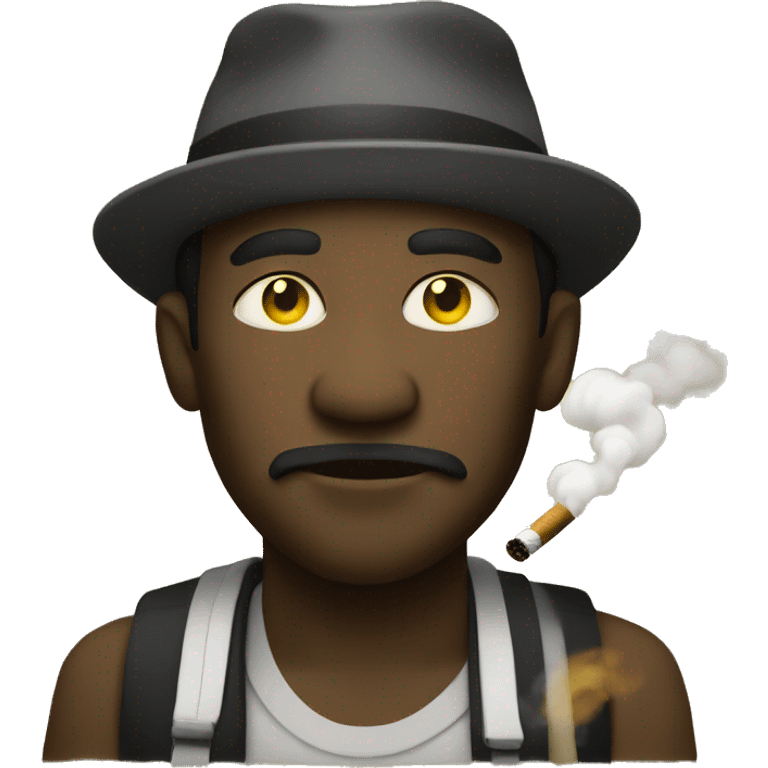 Jamaican man smoking. NO hat. Plain yellow emoji. emoji