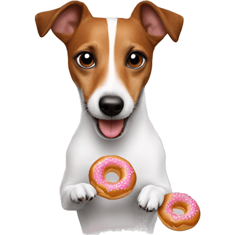 a jack russel eating a doughnut emoji