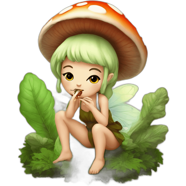 cute mushroom fairy smoking herbs emoji