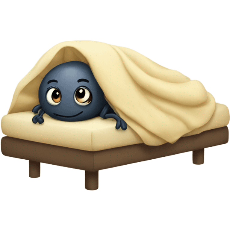 Bug snuggled in bed emoji