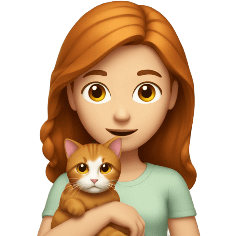 A brown haired girl with ginger cat emoji