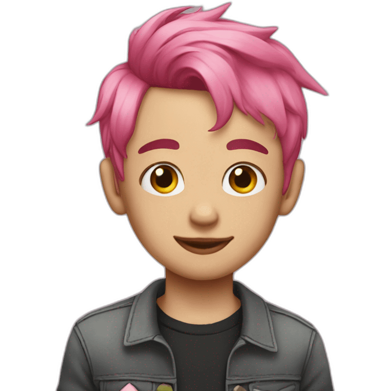 A boy has tattoo and a pink hair emoji