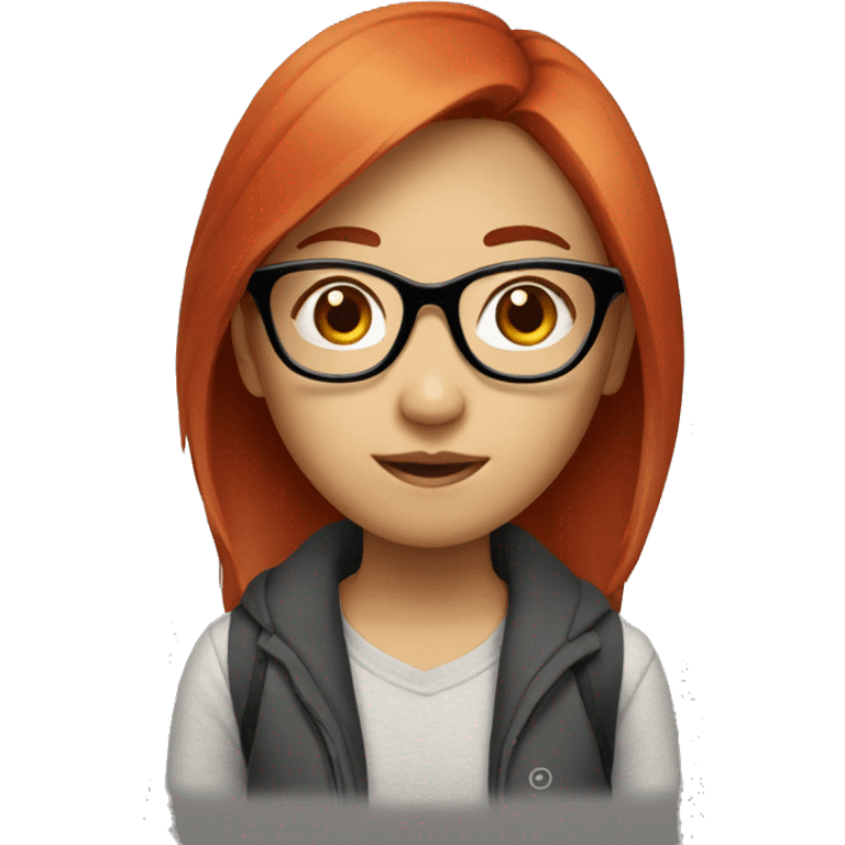 Asian girl with red hair and glasses  emoji