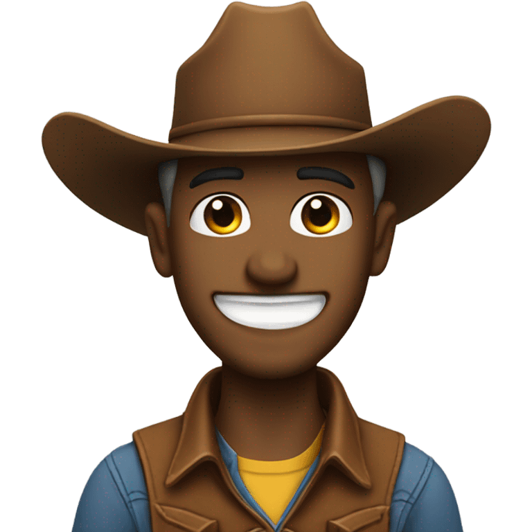 smiling cowboy with a single tear on face emoji