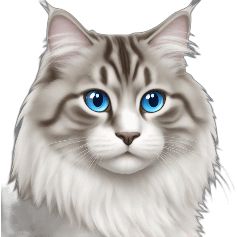 siberian cat blue eyes white paws emoji