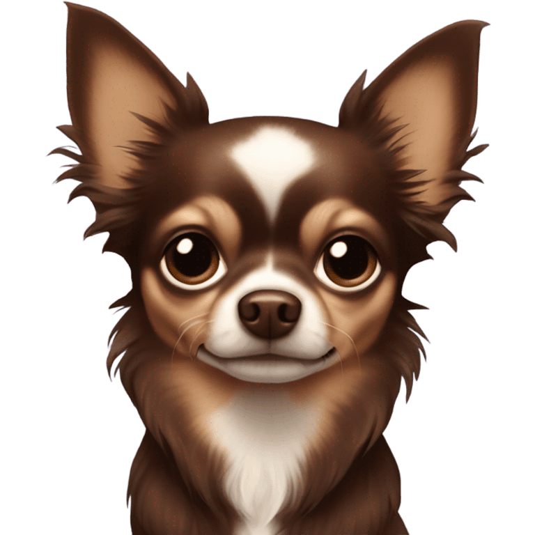 Long haired dark chocolate brown chihuahua  emoji