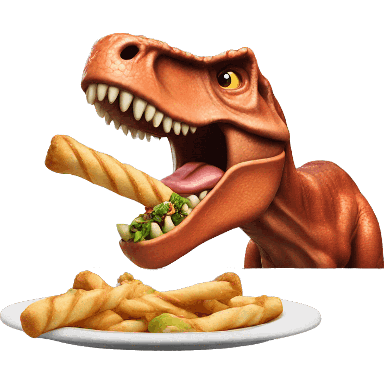 Raising canes 3 finger combo being eaten by T. rex dinosaur  emoji