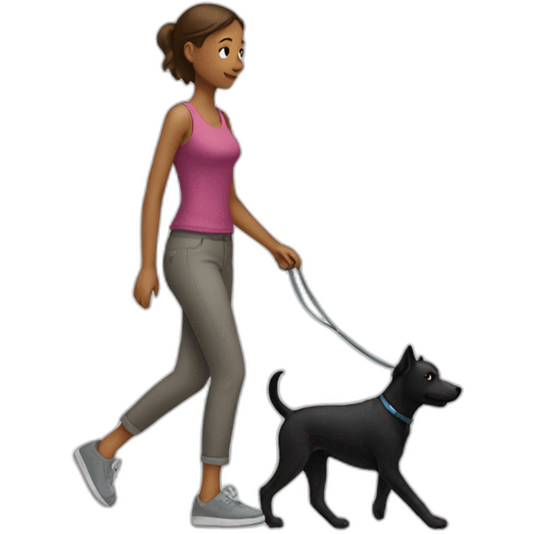 woman walking a black dog emoji