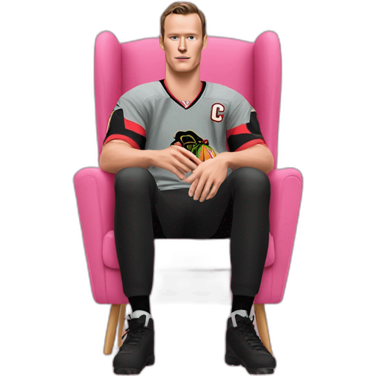 Jonathan Toews sitting on pink chair emoji