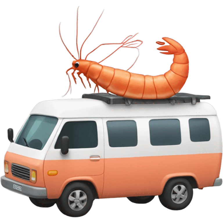 Shrimp driving camper van emoji