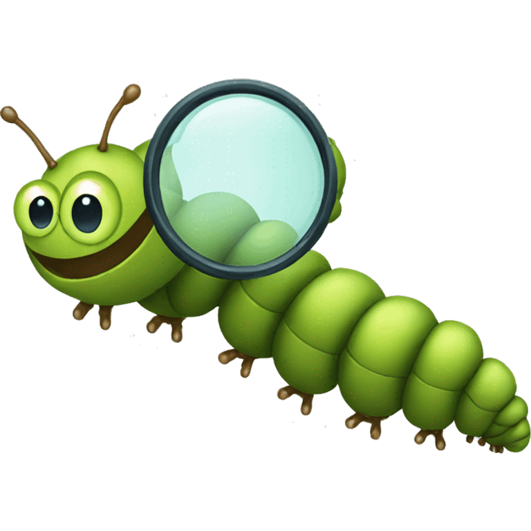 caterpillar with magnifying glass emoji