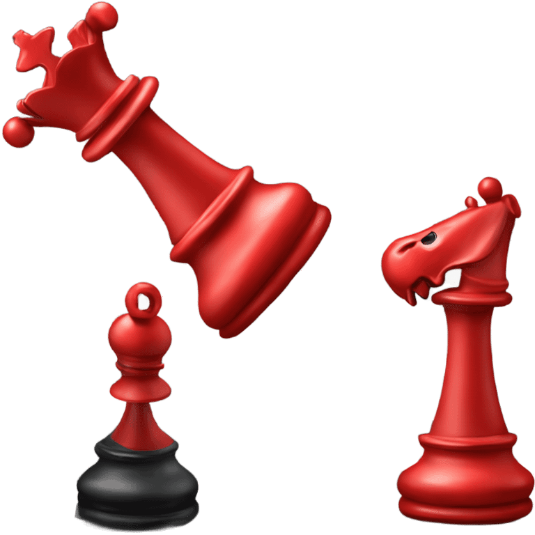 two queen chess pieces side by side one vibrant red and the other black emoji