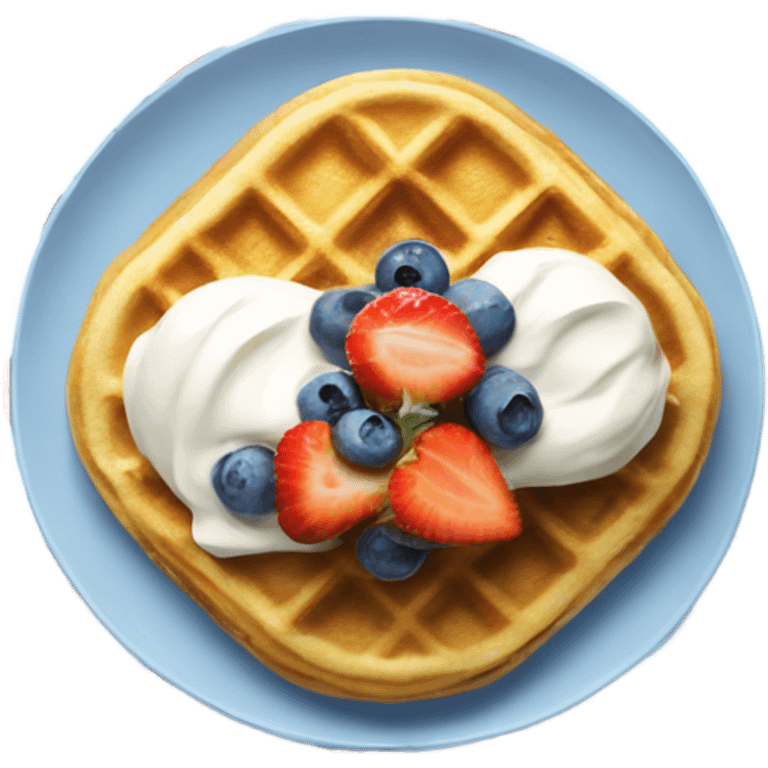 Waffle topped with skyr Blue Berry, strawberry emoji