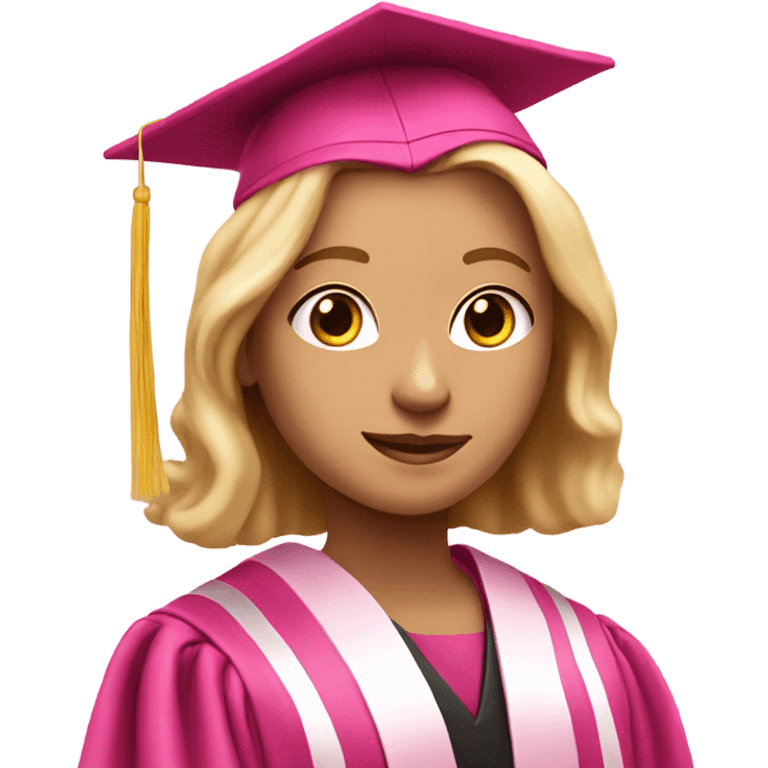 white person in a pink graduation and pink academic regalia emoji