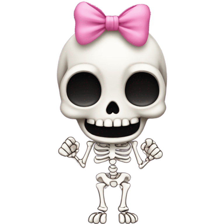 Cute skeleton w pink bow on head w middle finger  emoji