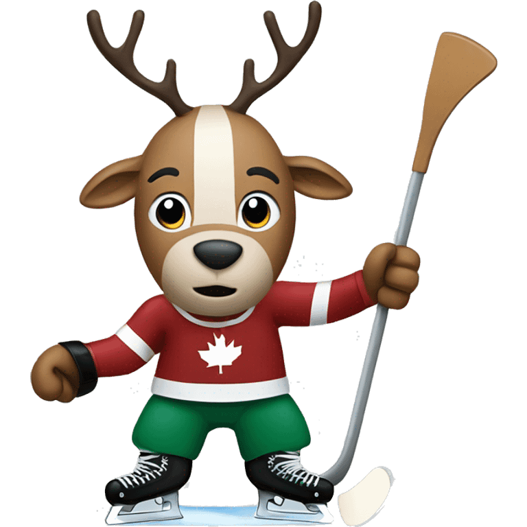 a reindeer playing ice hockey emoji